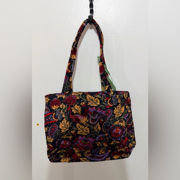 Vera Bradley SM Original Tote Floral Paisley Tote Bag in Black and Burgundy - Picture 2 of 9